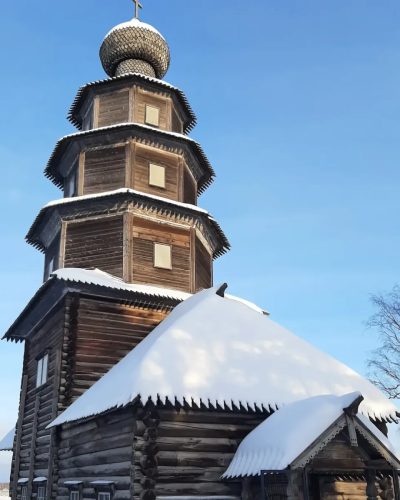Деревянная Старовознесенская Церковь 16-ого Века в феврале — фото погоды (2022-02-05)